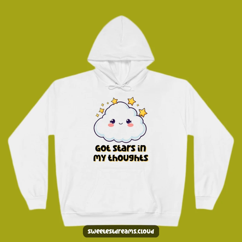 Funny Twinkling Cloud Hoodie: Cozy Starry Character Gift for Night Owls