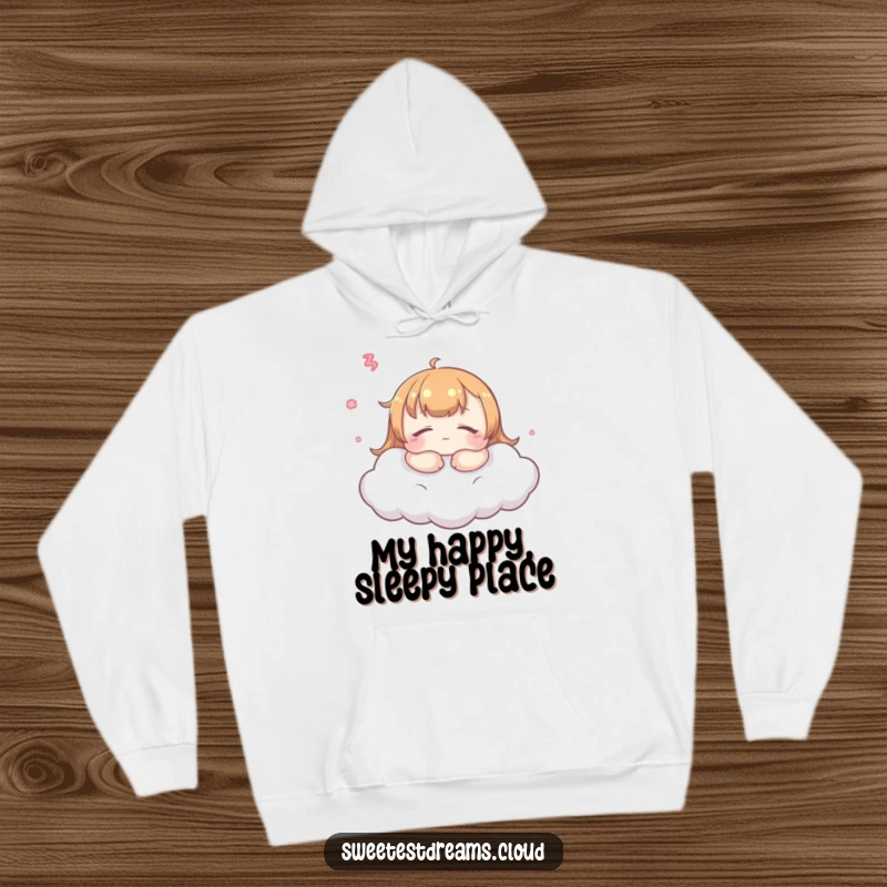Funny kawaii dreamer hoodie, peaceful face, resting on a cloud, ultimate cozy and funny loungewear.