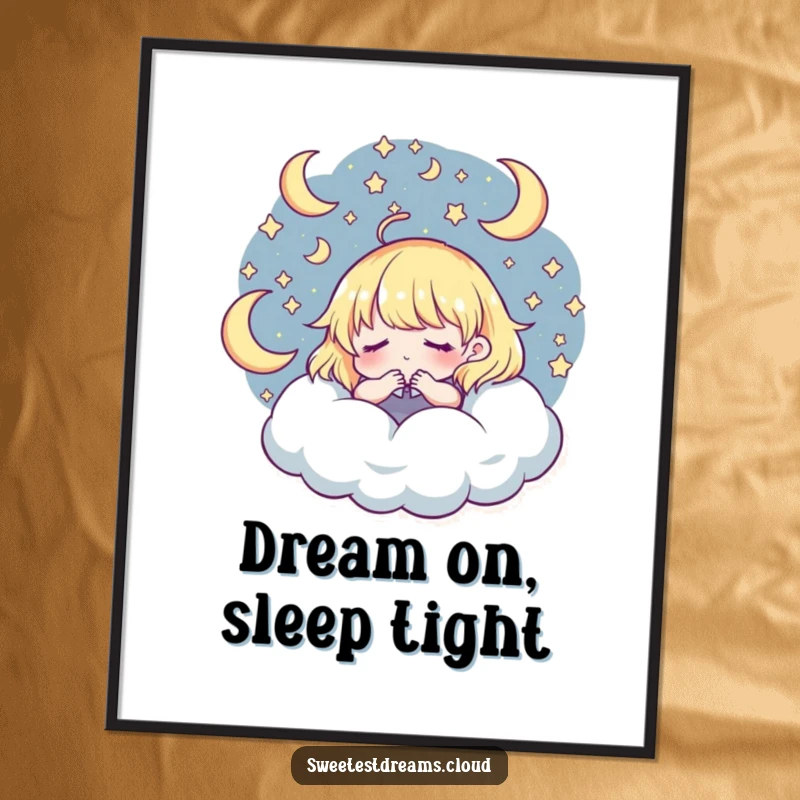 Funny Free Printable Wall Art featuring a character lost in starry, moonlit dreams, creating a whimsical and magical atmosphere.