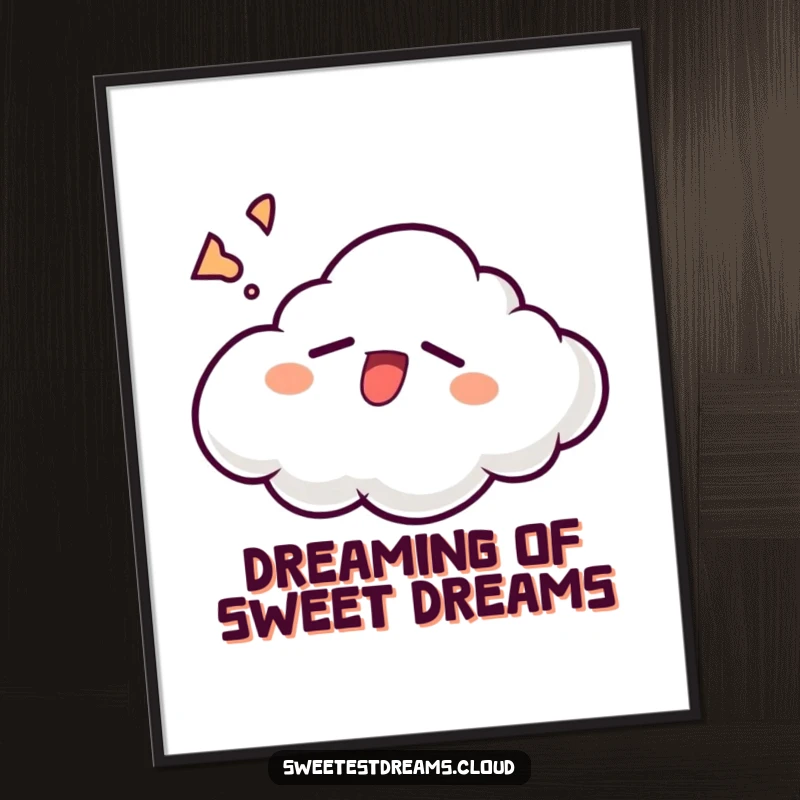 Funny Free Printable Wall Art: A cute cloud character caught mid-yawn with a peaceful, sleepy expression.