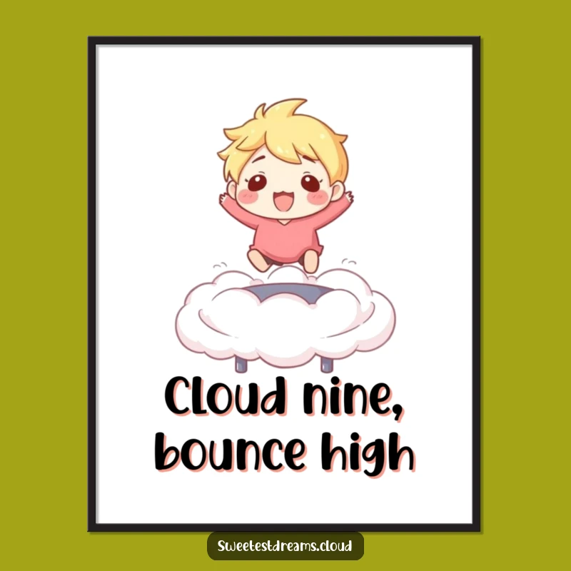 Free Printable Wall Art: Bouncy Cloud Character, Funny Downloadable Art for Playful Spaces