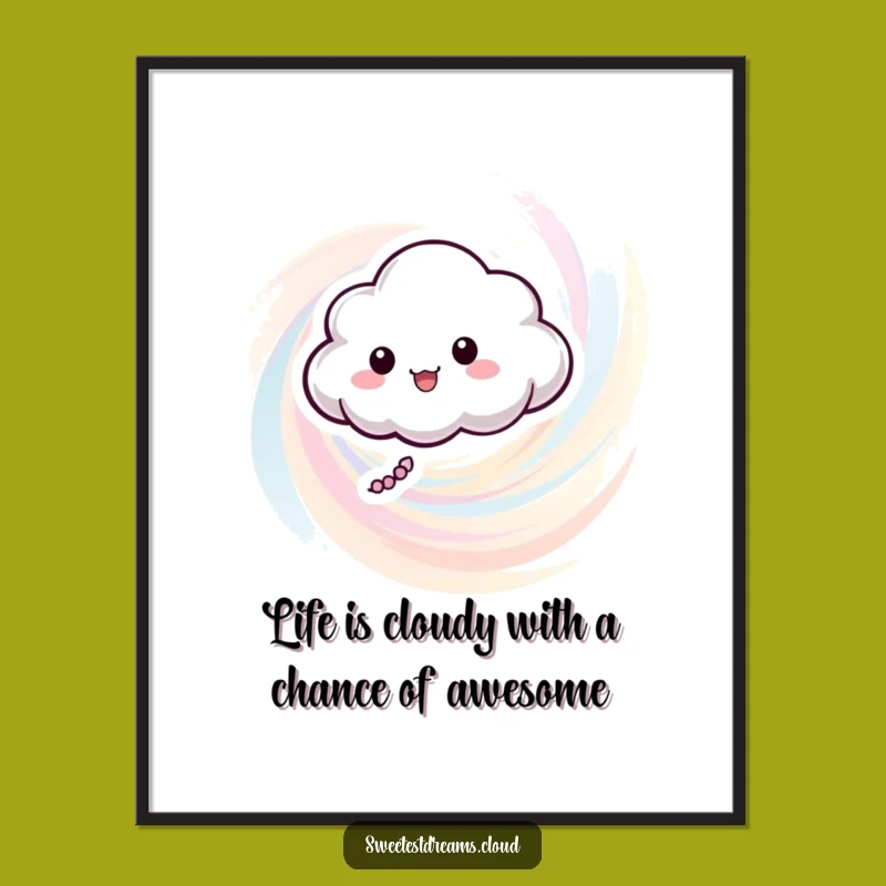 Free Printable Wall Art: Funny Floating Cloud for Playful, Colorful Home Decor Download
