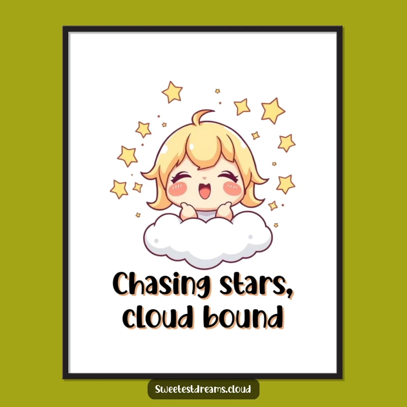 Free Printable Wall Art: Giggling Star Chaser Character - Humorous Downloadable Art