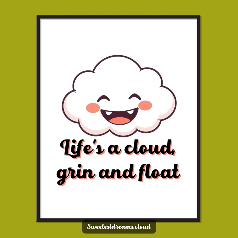 Free Printable Wall Art: Grinning Cloud Whimsy Funny Downloadable Art