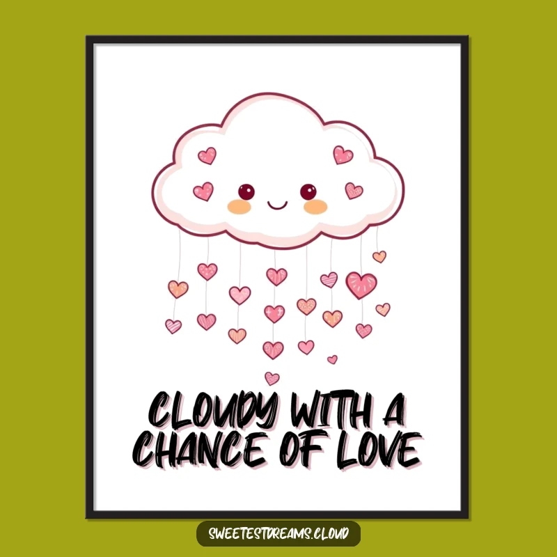 Free Printable Wall Art: Heart Raining Cloud Funny Downloadable Gift