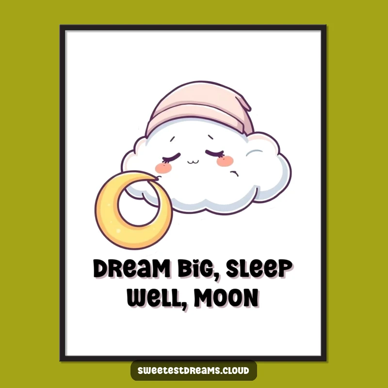 Free Printable Wall Art: Sleepy Cloud Moon Serene Funny Downloadable Art
