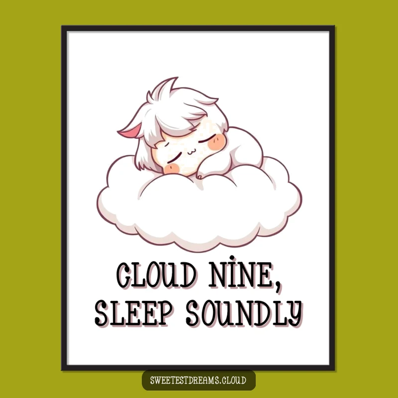 Free Printable Wall Art: Snoozing Cloud Character, Funny Downloadable Art for Serene Spaces