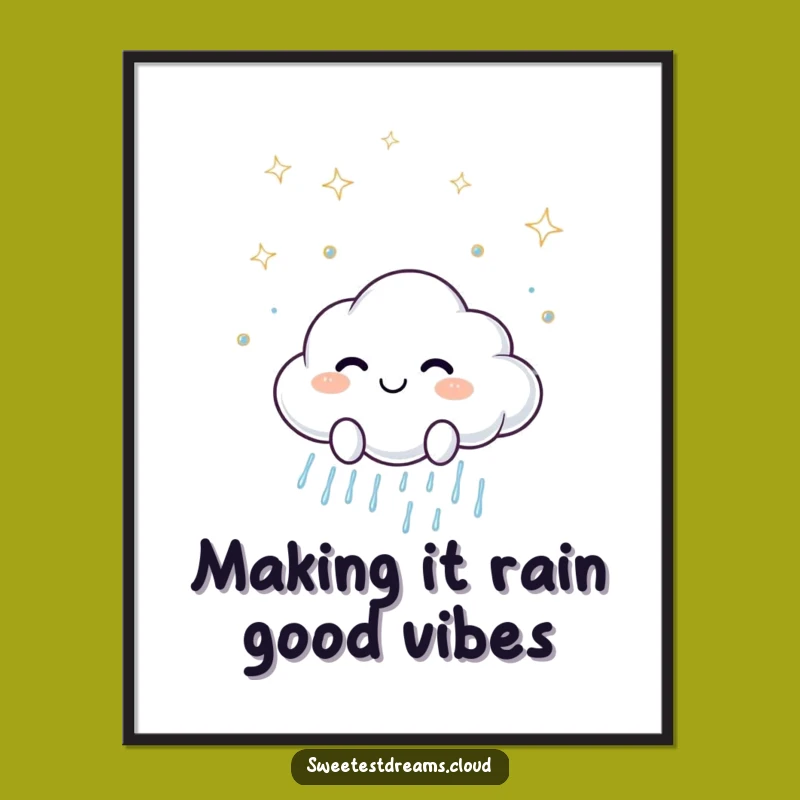 Free Printable Wall Art: Sparkling Rain Cloud for Cheerful, Whimsical Home Decor Download