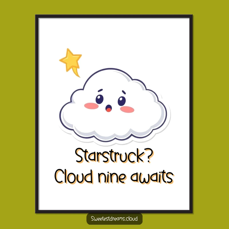 Free Printable Wall Art: Surprised Cloud and Shooting Star Laughable Downloadable Art