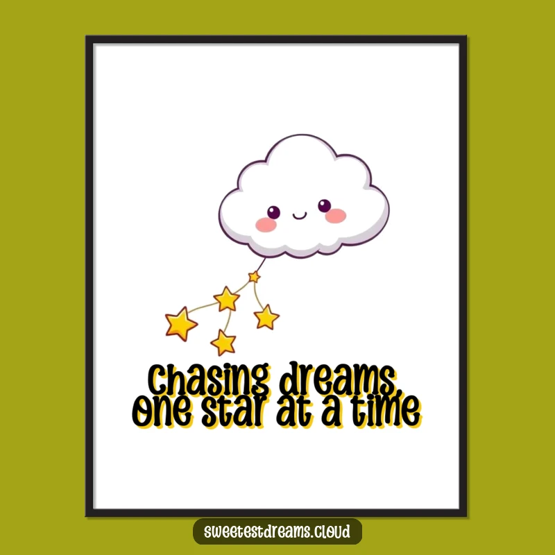 Funny Free Printable Wall Art: Star-Pulled Cloud, Whimsical Downloadable Decor
