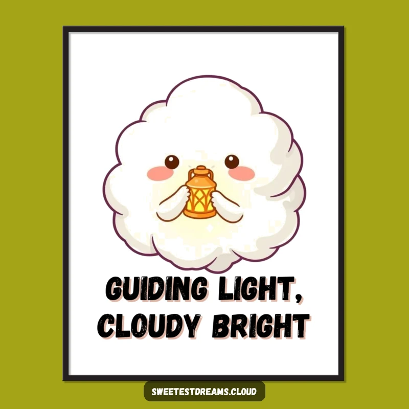 Funny Free Printable Wall Art: Cloud Creature Lantern, Whimsical Decor