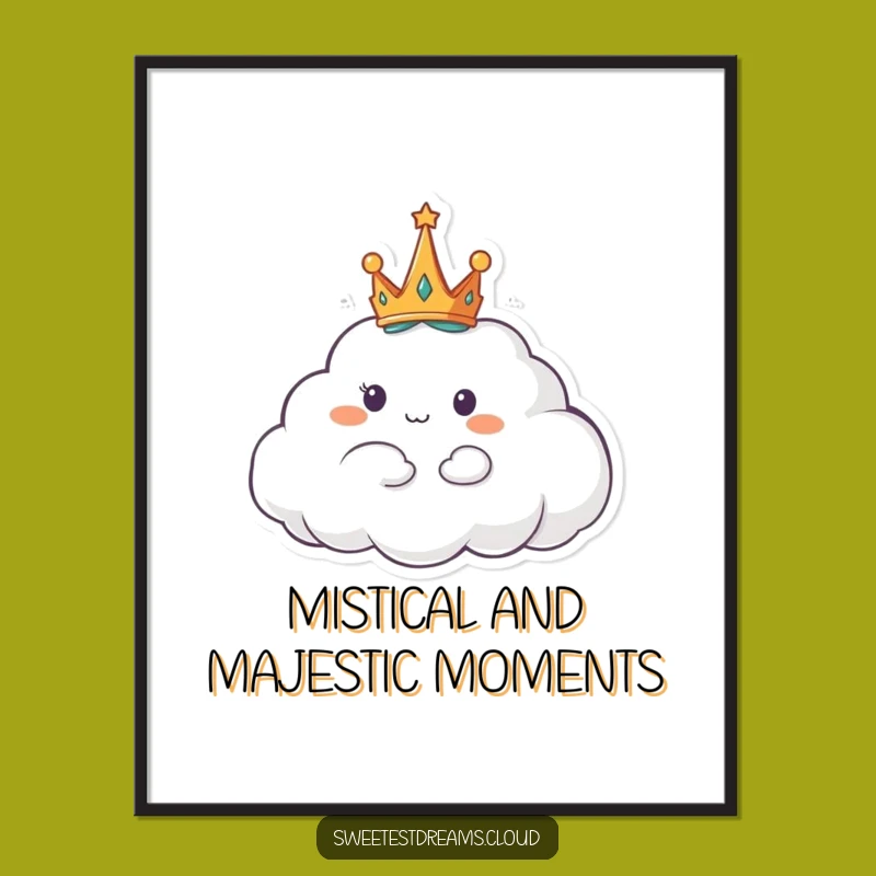 Funny Free Printable Cloud Wall Art: Crowned Majesty, Elegant Downloadable Decor