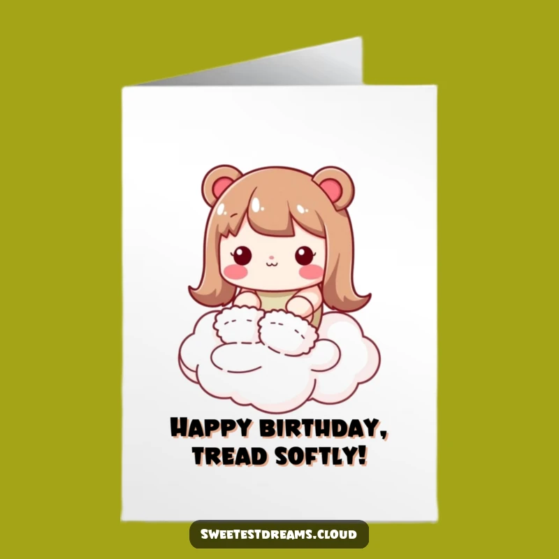 Comfy Cloud Birthday Card: Free Printable Kawaii Slipper Greeting