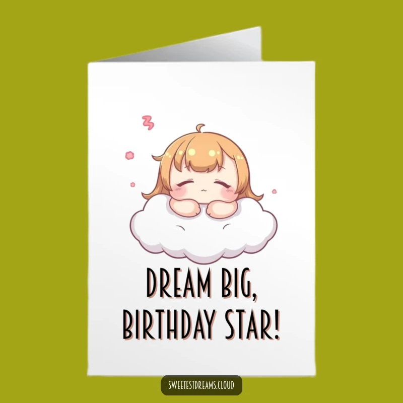 Peaceful Dreamer Birthday Card: Free Printable Kawaii Cloud Greeting
