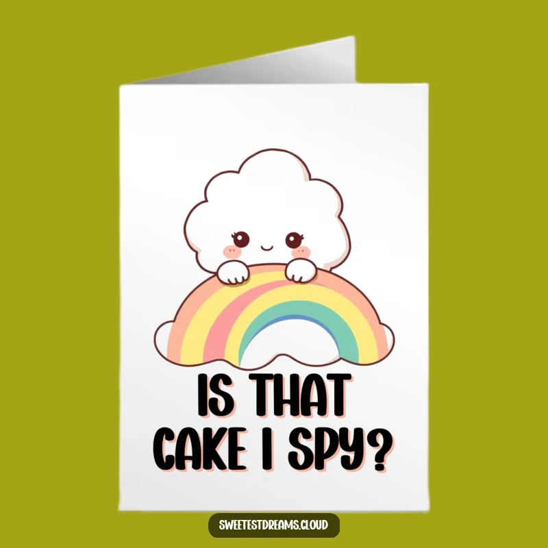 Funny Free Printable Birthday Card: Curious Cloud Peeking Rainbow, Perfect Downloadable Greeting Gift