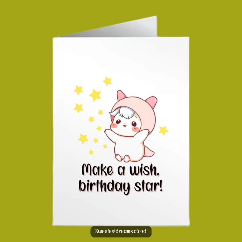 Sparkling Star Birthday Card: Free Printable Kawaii Night Sky Greeting