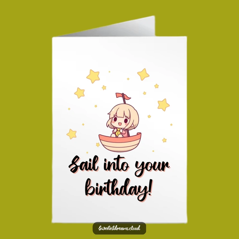 Free Printable Birthday Card: Star Sailing Character, Downloadable & Print at Home Journey Gift
