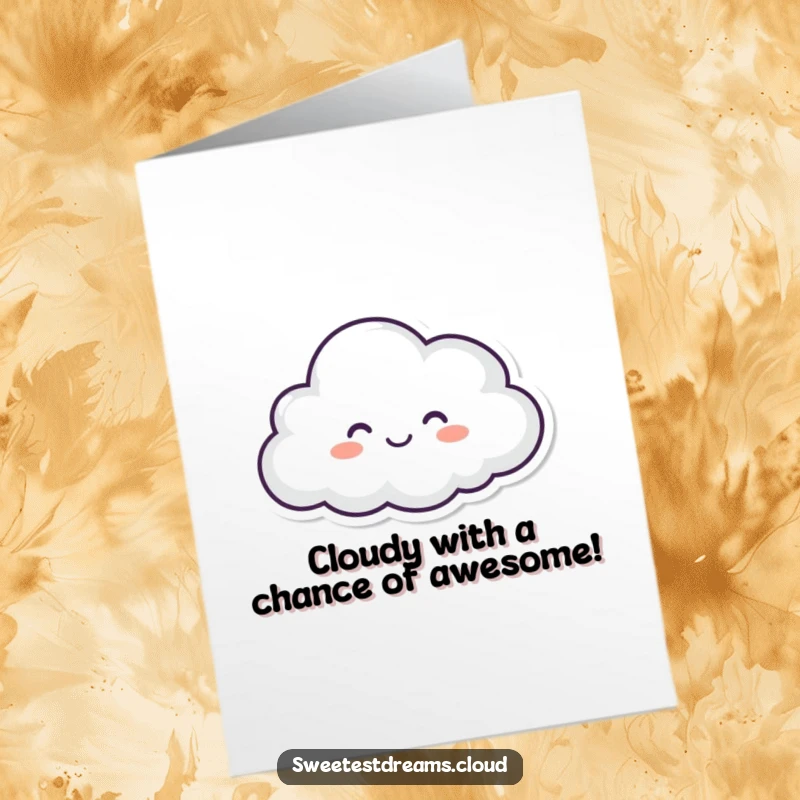 Funny Free Printable Congratulations Card: A happy cloud floats peacefully, symbolizing serene contentment and sweet success.
