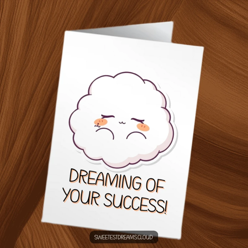 Funny Free Printable Congratulations Card featuring a dreaming cloud character, celebrating achievements with peaceful joy.