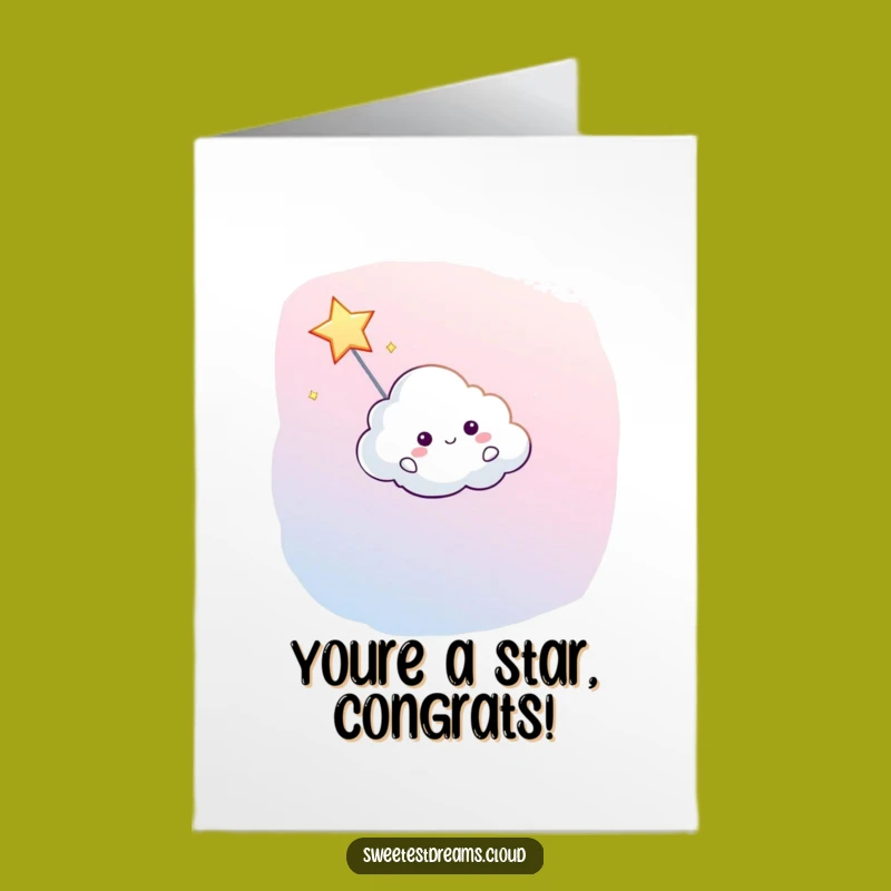 Free Printable Congrats Card: Cloud Guides Star, Funny Downloadable Celebration Gift