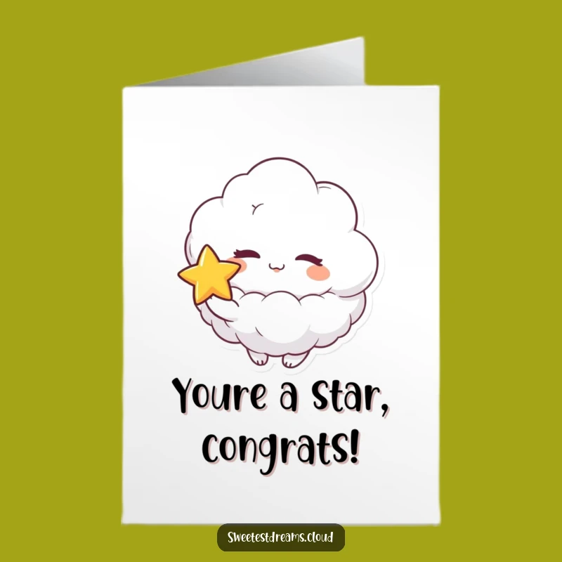 Free Printable Congrats Card: Funny Cloud Star - Sparkling Downloadable!