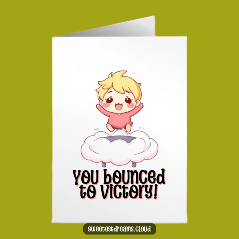 Free Printable Congratulations Card: Bouncy Cloud Character, Funny Downloadable Greeting for High Achievements
