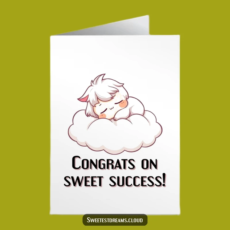 Free Printable Congratulations Card: Snoozing Cloud Character, Funny Downloadable Greeting for Relaxed Success