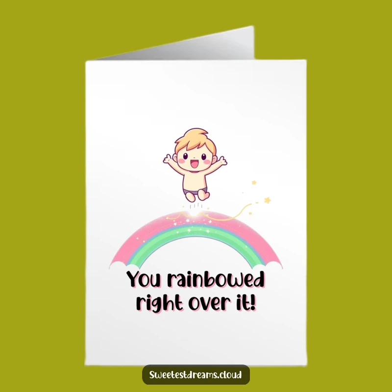 Free Printable Congrats Card: Joyful Rainbow Leap, Easy DIY & Print at Home