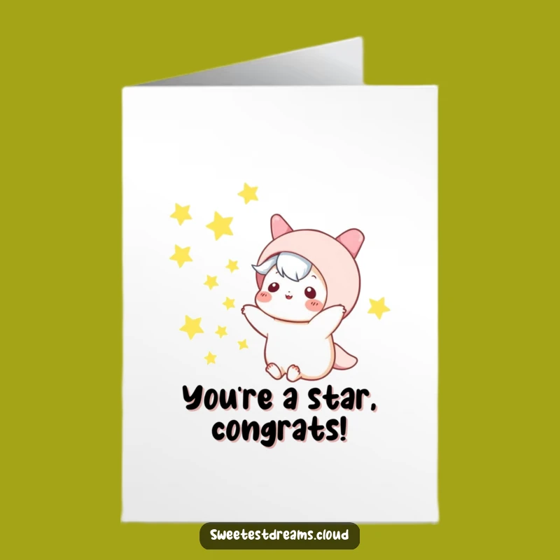 Starry Night Congrats Card: Free Printable Kawaii Achievement Download