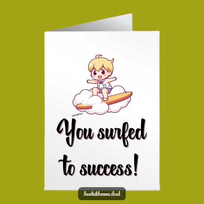 Free Printable Congrats Card: Cloud Surfer Character, Downloadable & Print at Home Victory Gift