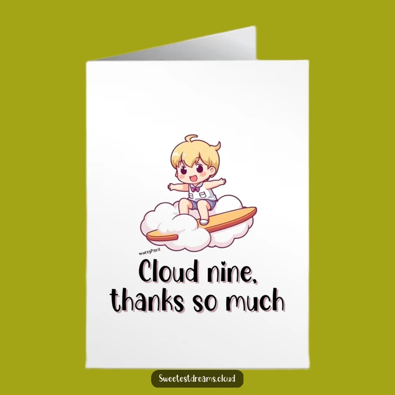 Free Printable Thank You Card: Cloud Surfer Character, Downloadable & Print at Home Gratitude Gift