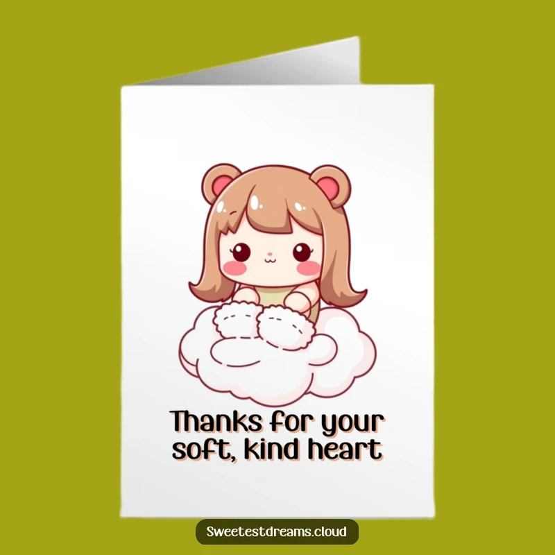 Cozy Cloud Thank You Card: Free Printable Kawaii Slipper Gratitude