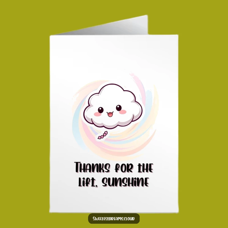 Free Printable Thank You Card: Adorable Cloud for a Funny Downloadable Gift