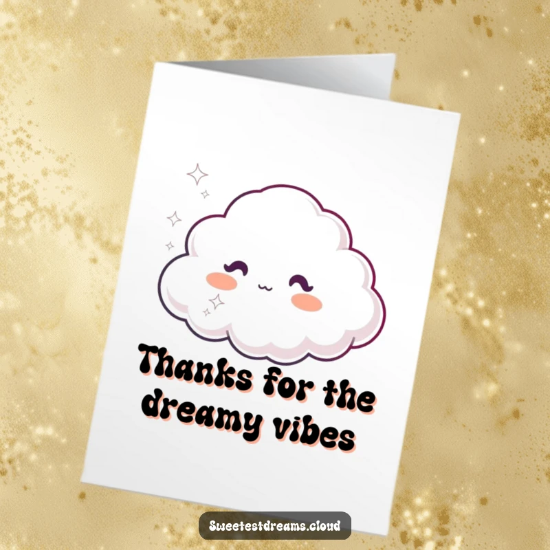 Funny Free Printable Thank You Card: A cloud character exhaling a gentle puff of dreamy, sparkly air.