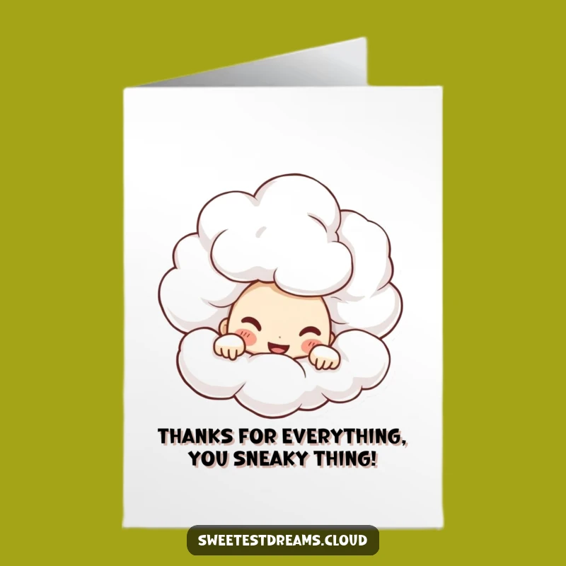 Free Printable Thank You Card: Mischievous Cloud Peeker, Print at Home Surprise
