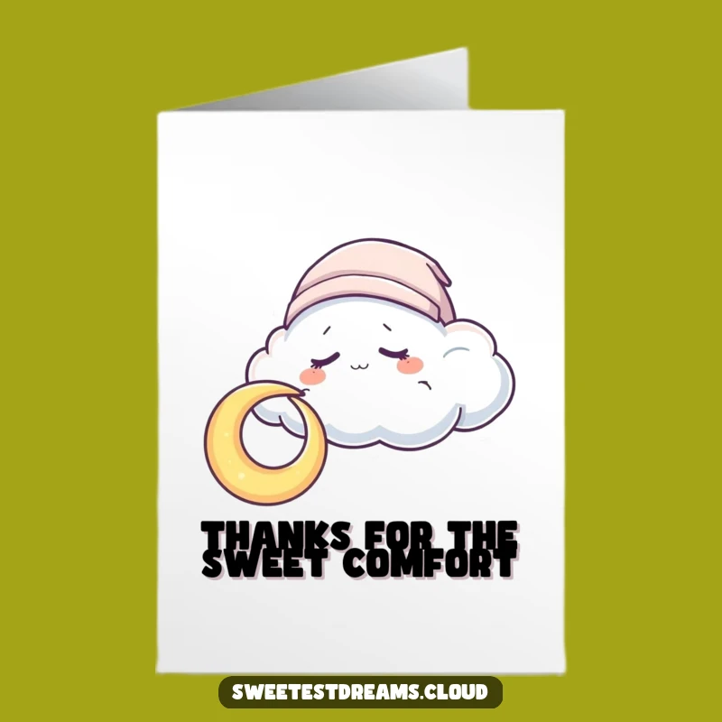 Free Printable Thank You Card: Sleepy Cloud Moon Peaceful Funny Downloadable Gift
