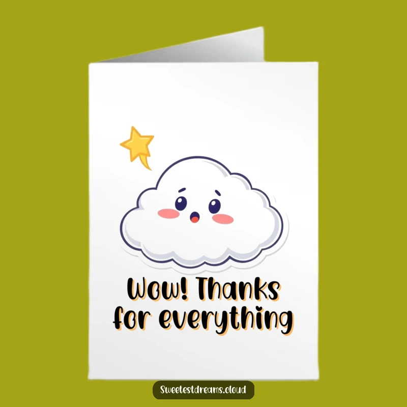 Free Printable Thank You Card: Surprised Cloud Appreciates a Starry Gesture