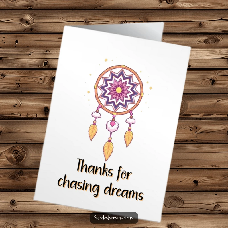Funny Free Printable Thank You Card with a dreamy stardust dream catcher, conveying heartfelt thanks with a touch of magic.