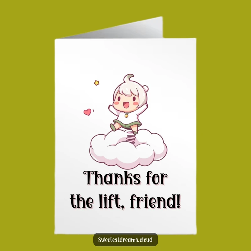 Free Printable Thank You Card: Bouncy Cloud Character, Print at Home Surprise
