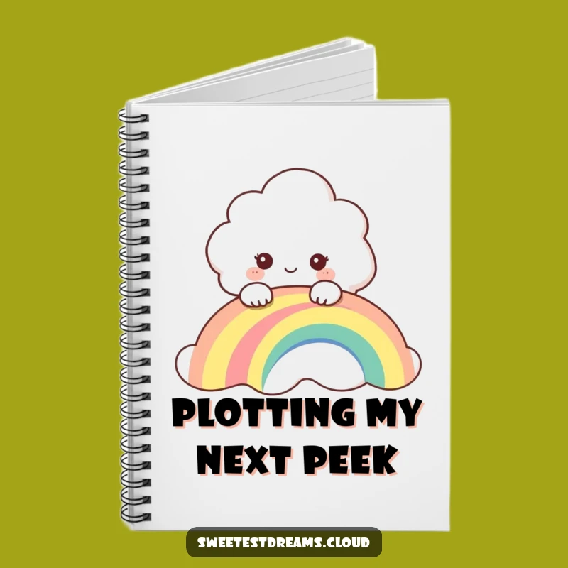 Funny Cloud Peeking Over Rainbow Notebook - Jot Down Ideas with Joy, Gift