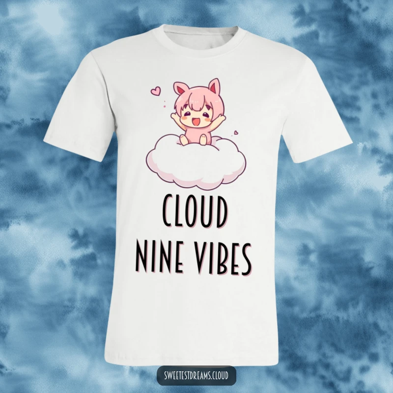 Funny T-Shirt: A character gleefully bounces high on a fluffy, soft cloud that resembles a marshmallow, expressing pure fun.