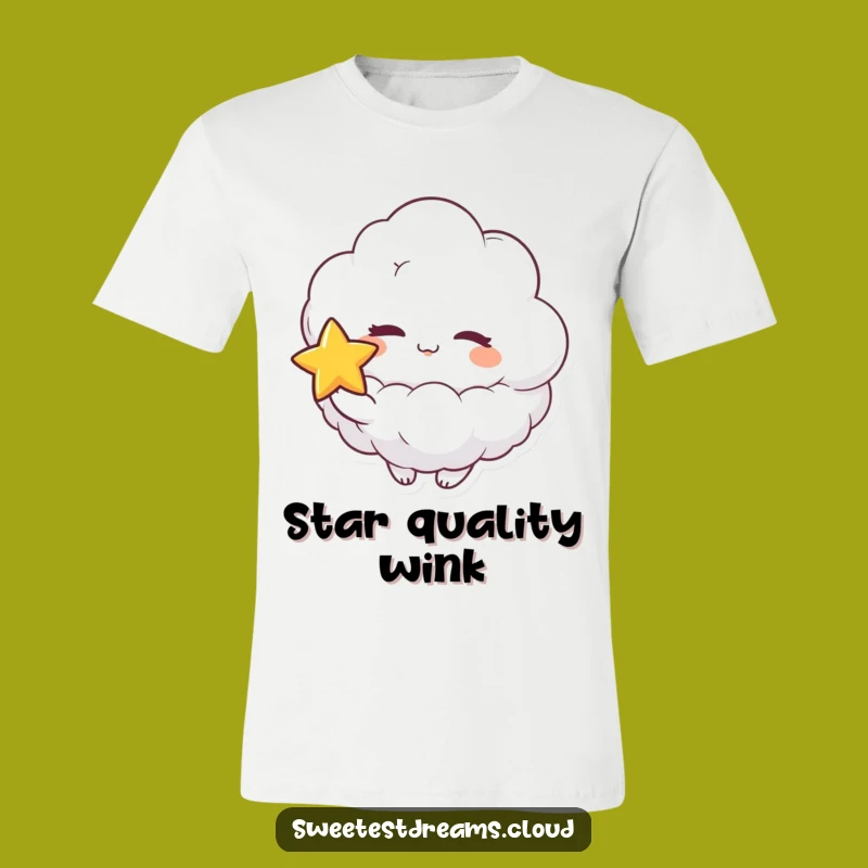 Funny Cloud Wink Star T-Shirt: Playful Character for Hilarious Style