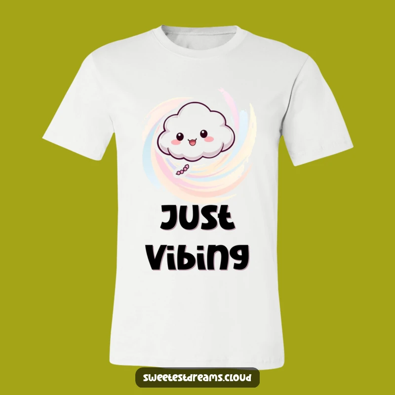 Funny Cloud Character Pastel Swirl T-Shirt - Comfy & Whimsical Tee