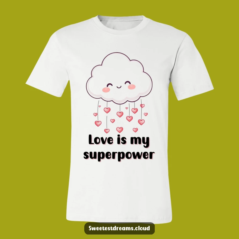Funny Cloud Raining Hearts T-Shirt - Cute Character Tee Gift