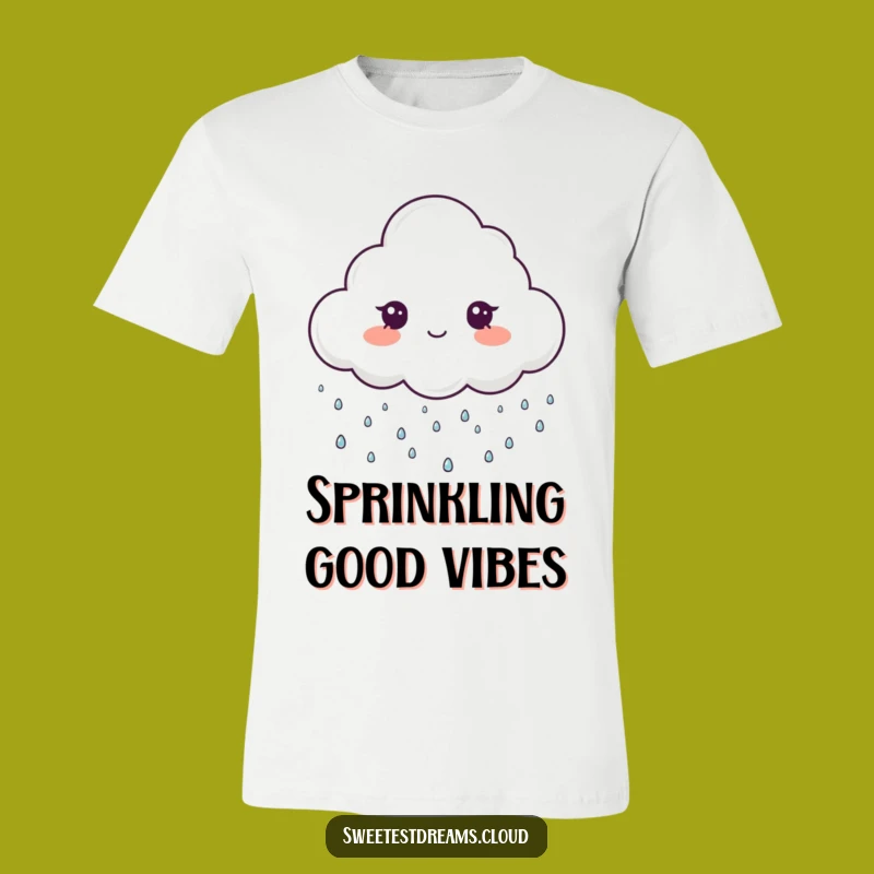 Funny Sparkle Rain T-Shirt - Cheerful Cloud Character Humor Shirt