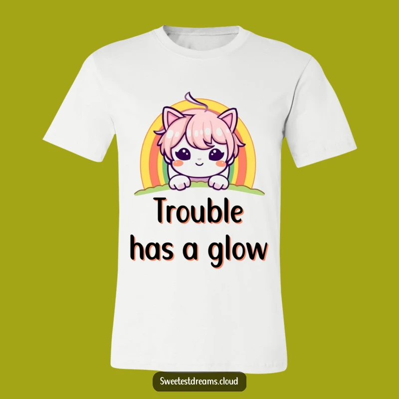 Funny Mischief Rainbow T-Shirt: Peek-a-Boo Character, Ideal Funny Gift