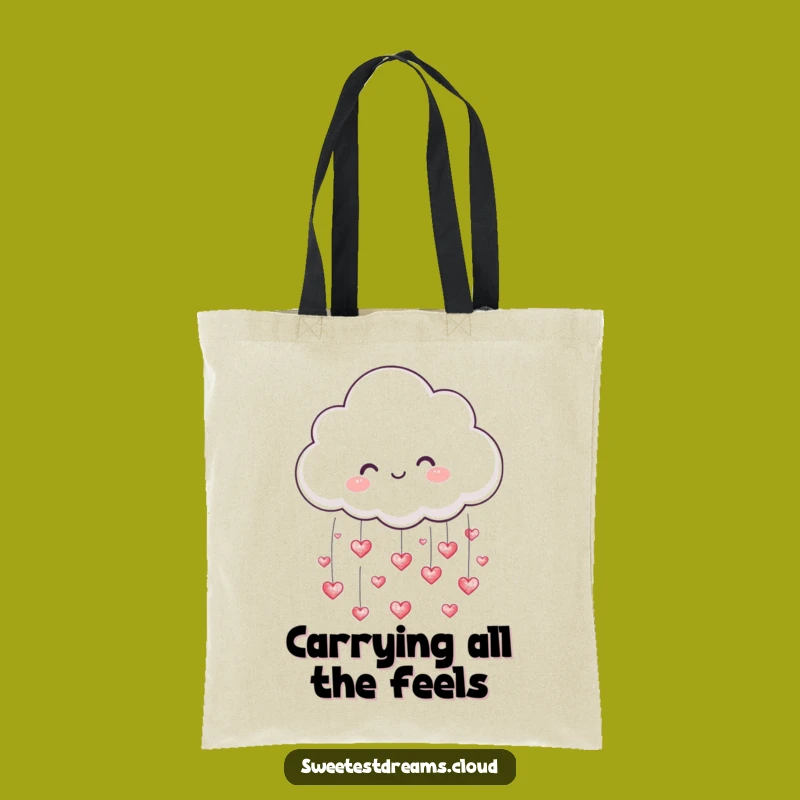 Funny Cloud Raining Hearts Tote Bag - Cute Carryall Gift