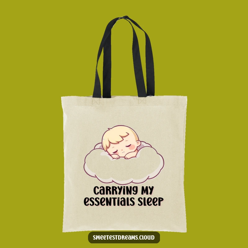 Funny Sleepy Cloud Tote Bag: Character Nap Art, Practical Gift