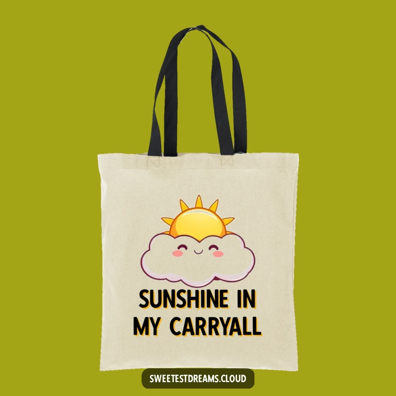 Funny Sunny Cloud Tote Bag: Bright Art, Cheerful Gift Bag