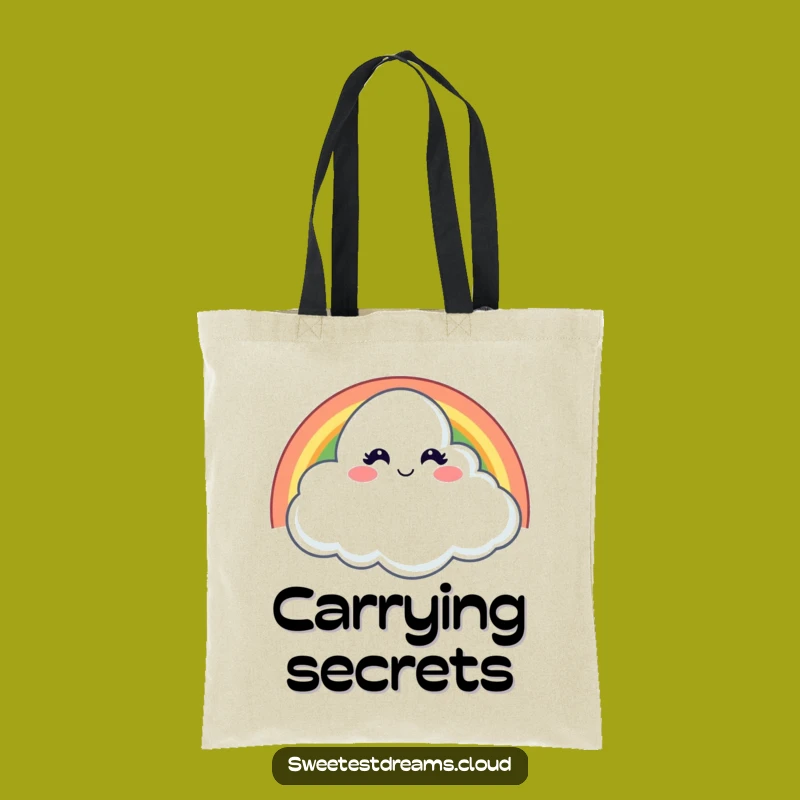 Funny Winking Cloud Tote Bag: Carry Mischief & Rainbow Fun